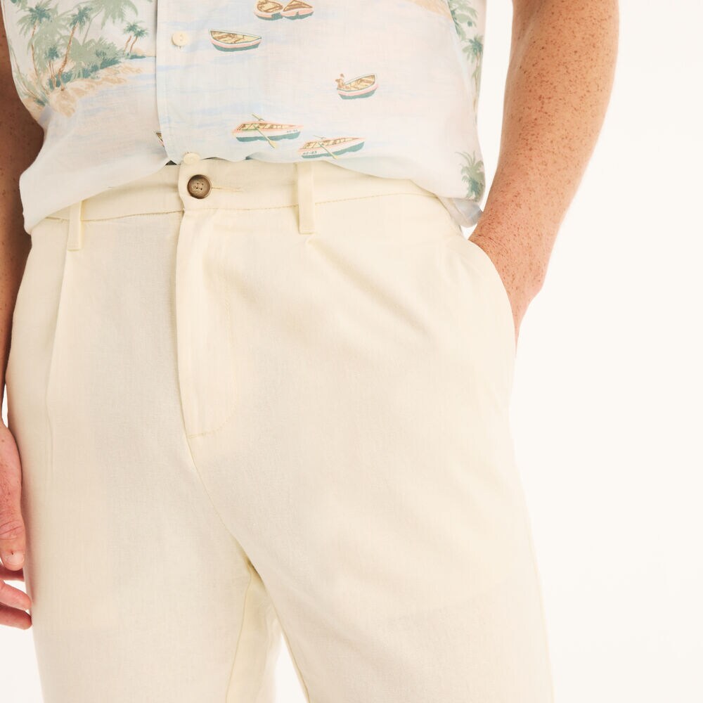Pleated Linen Pant,Almond,large