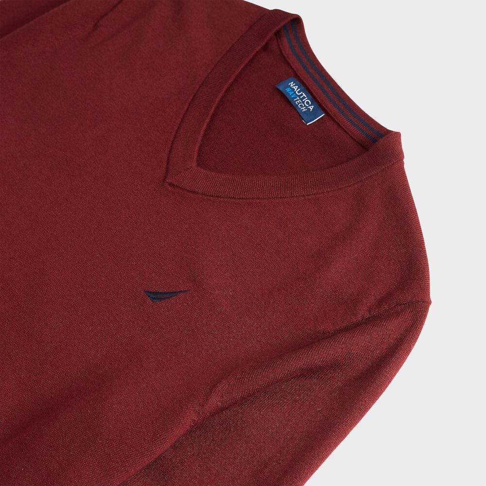 NAVTECH V-NECK SWEATER,Royal Burgundy,large