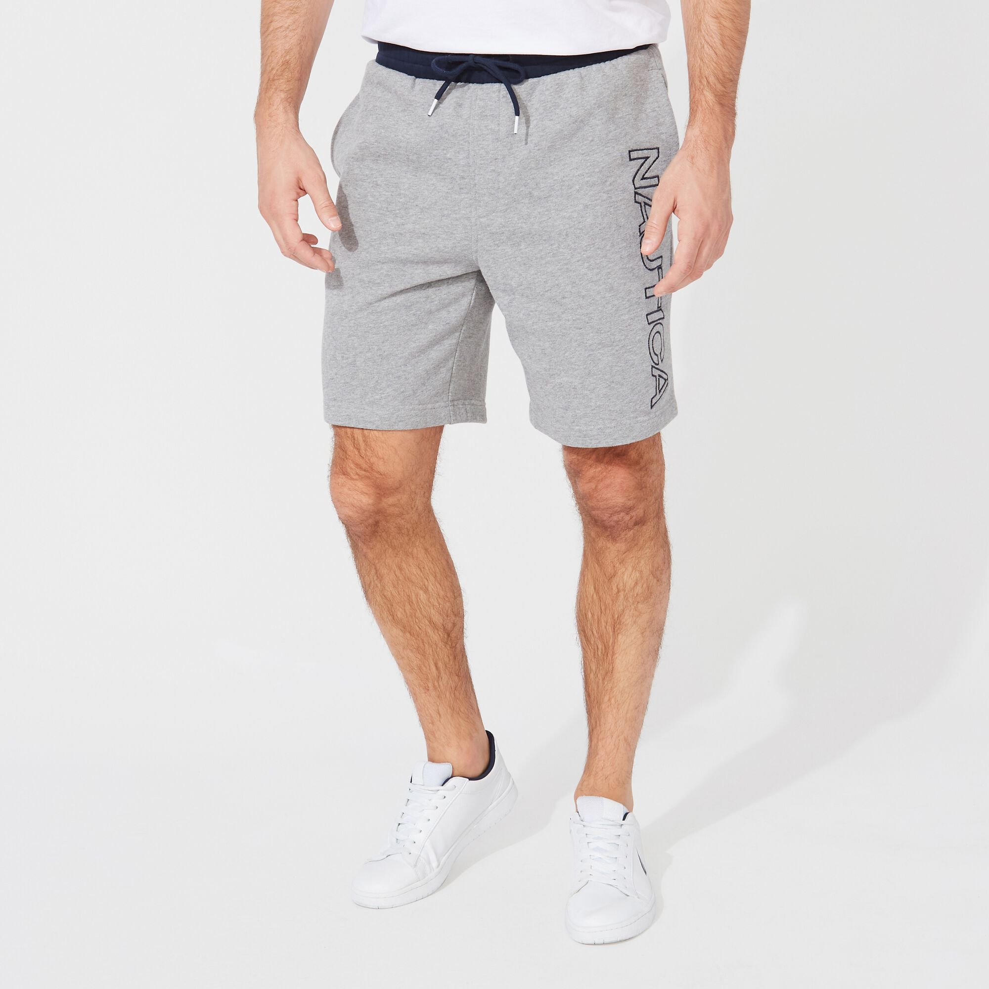8.5" LOGO FLEECE SHORT,Stone Grey Heather,large