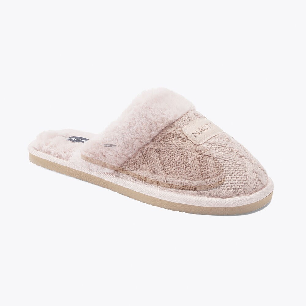 WOOL KNIT SLIPPER,Mauve Glow,large