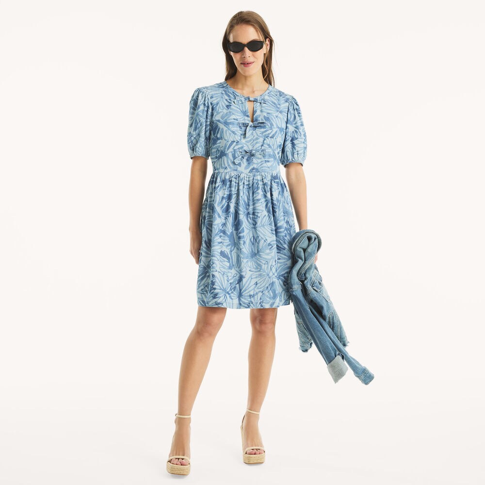 Printed Mini Dress,Rolling River Wash,large
