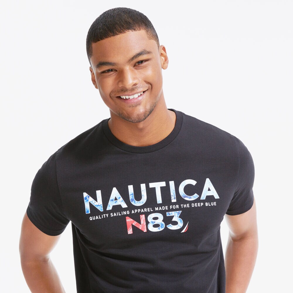 OCEAN PATTERN N83 GRAPHIC T-SHIRT,True Black,large