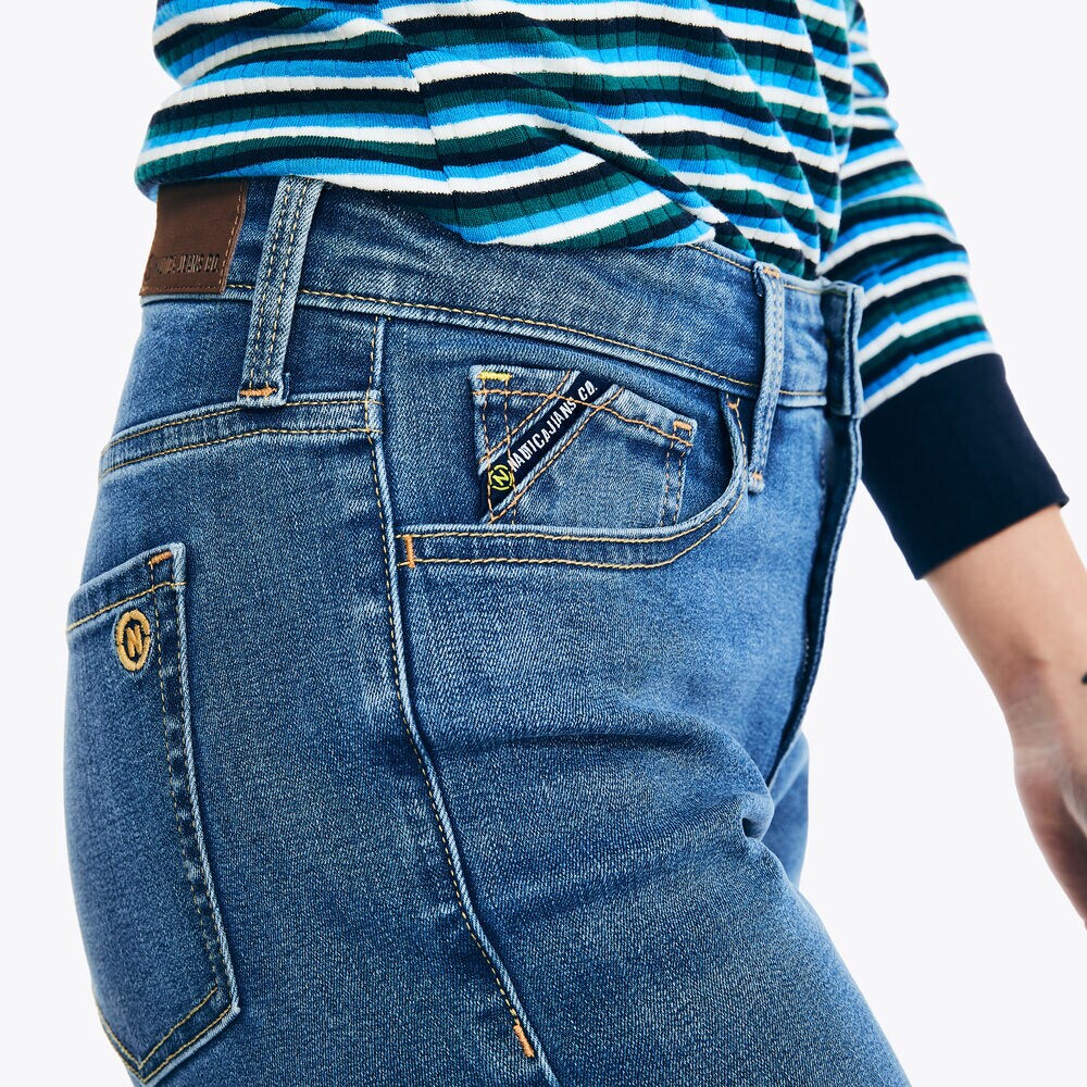 True Flex Mid-Rise Straight Denim,Hawaiian Ocean,large