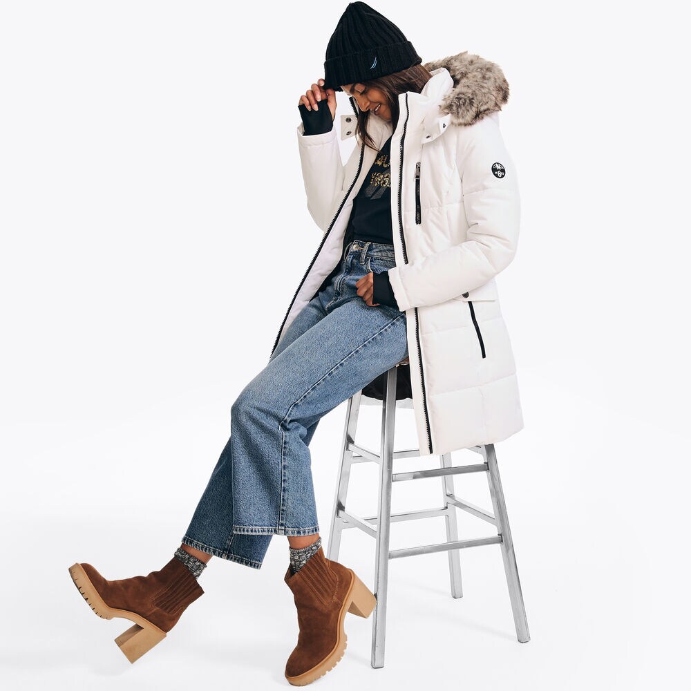 Puffer Jacket With Removable Hood,Bright White,large