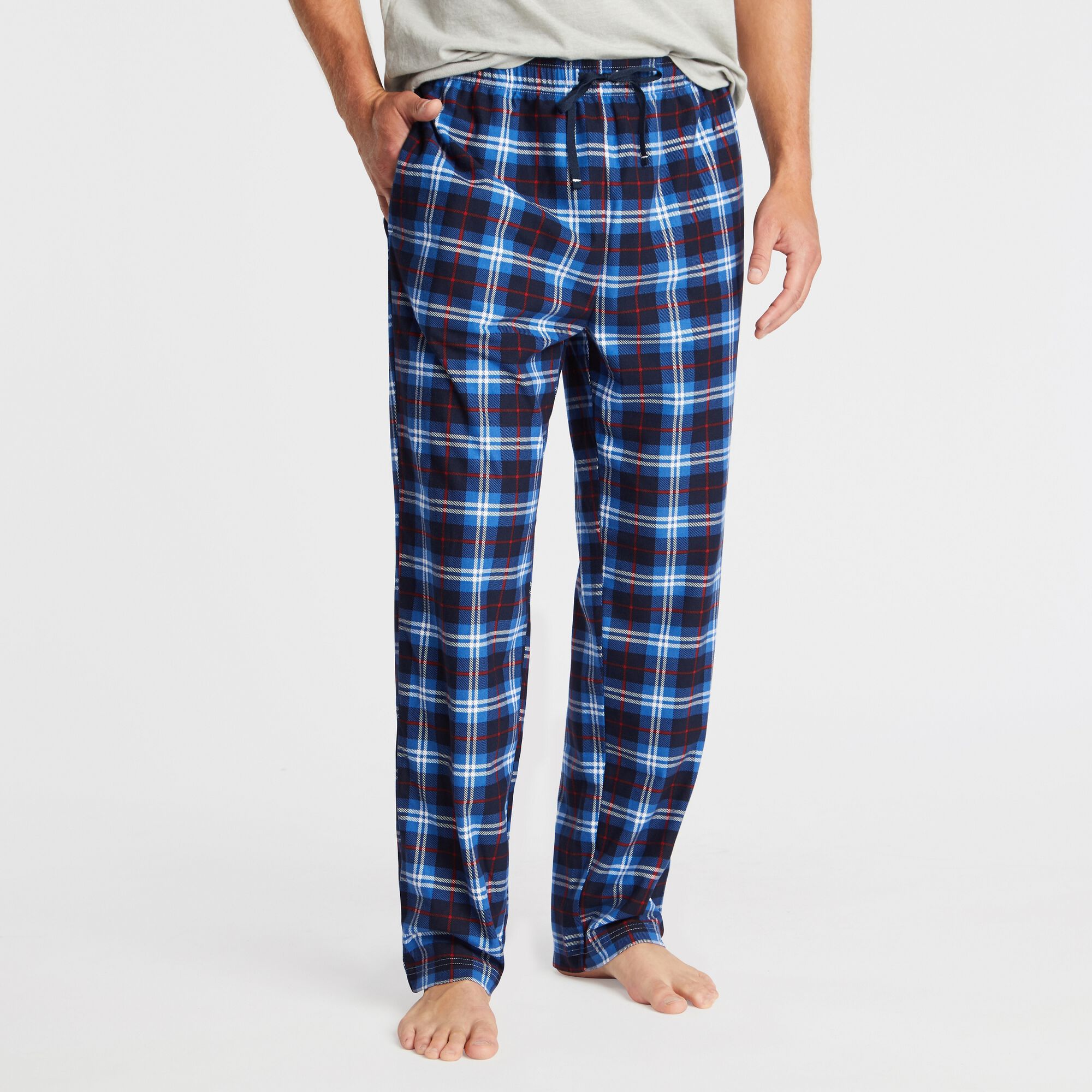 PLAID FLEECE SLEEP PANT,Bright White,large
