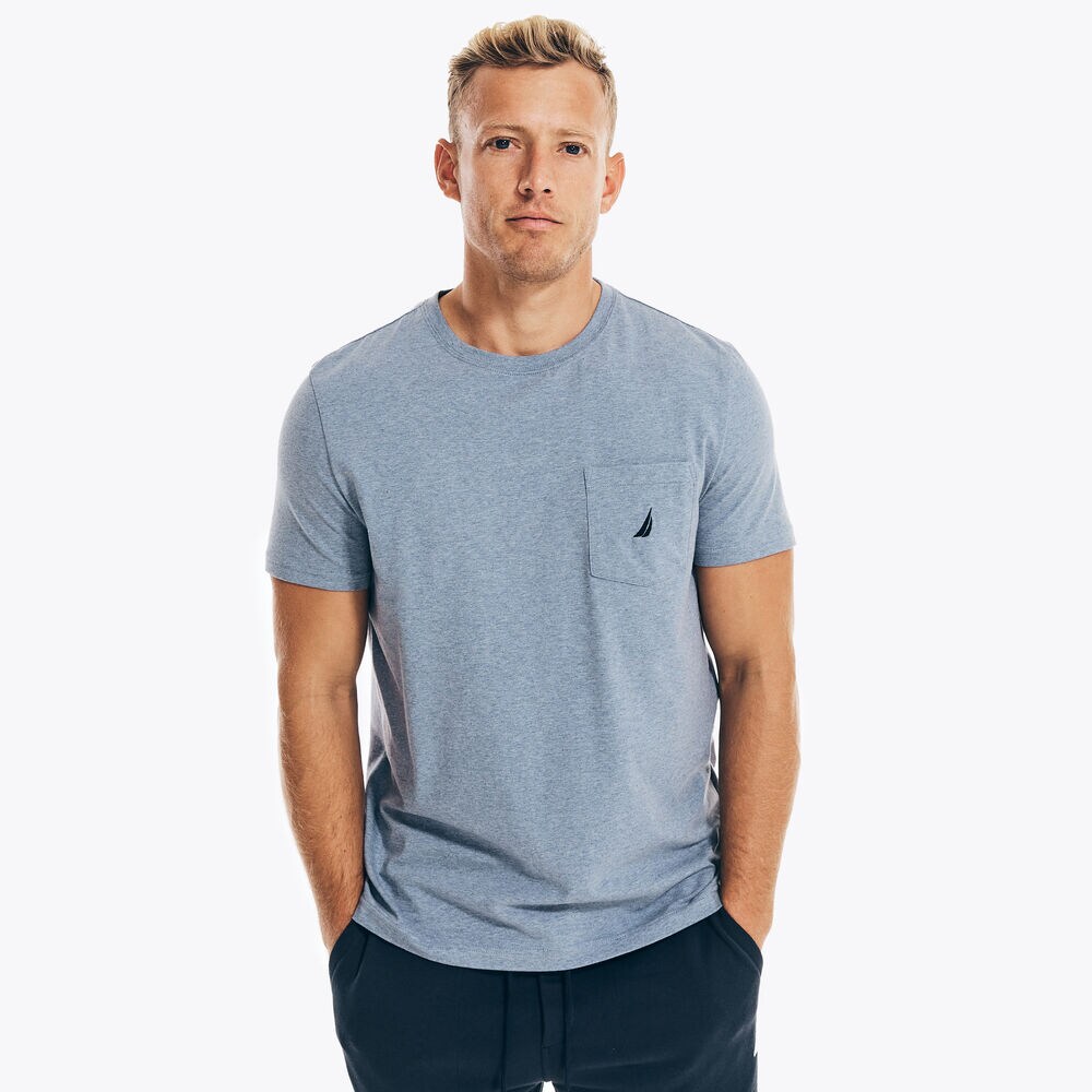 CLASSIC FIT POCKET T-SHIRT,Anchor Blue Heather,large