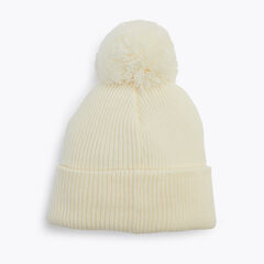 Rib-Knit Pom Hat,Champagne,large