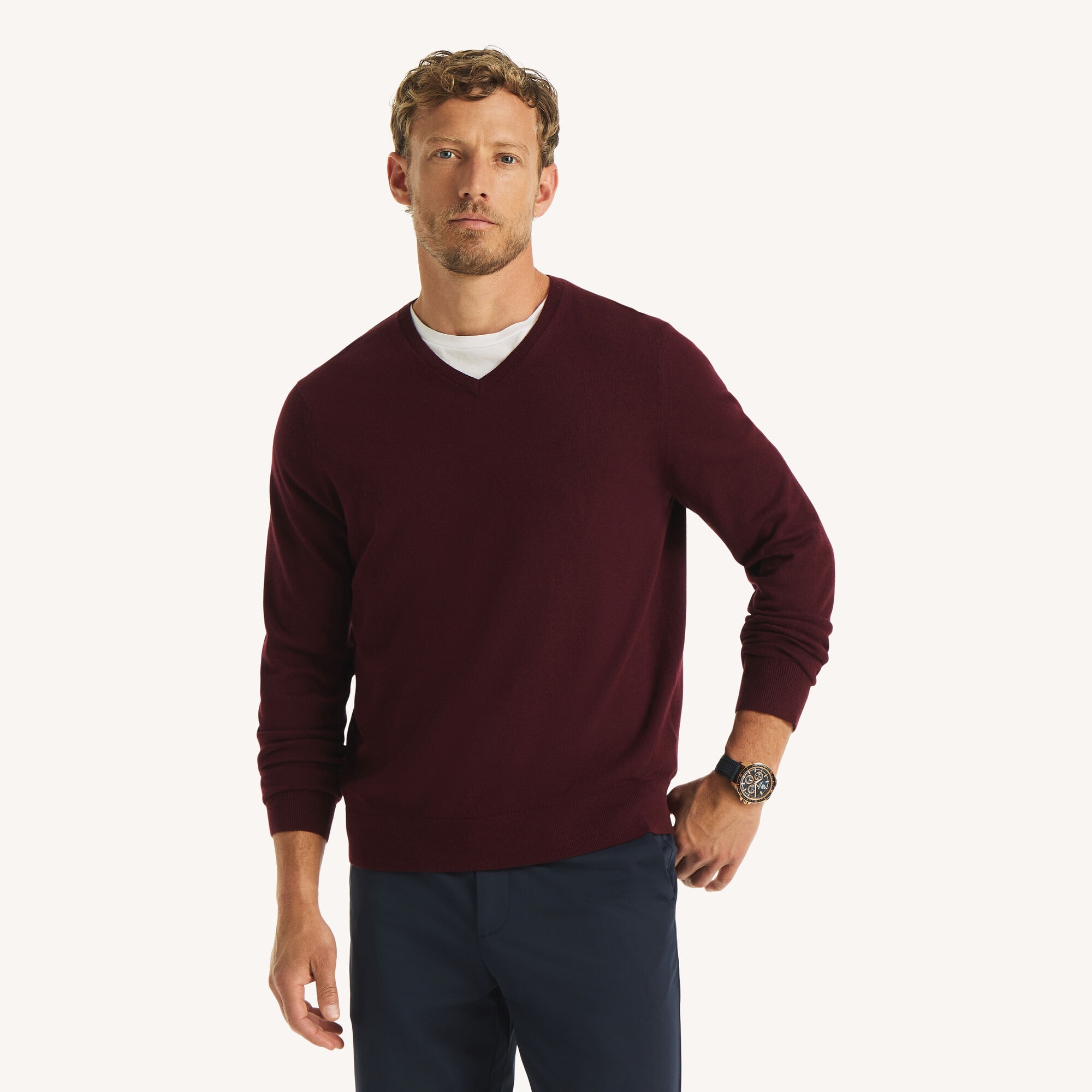 Performance V-Neck Sweater,Parfait Pink,large
