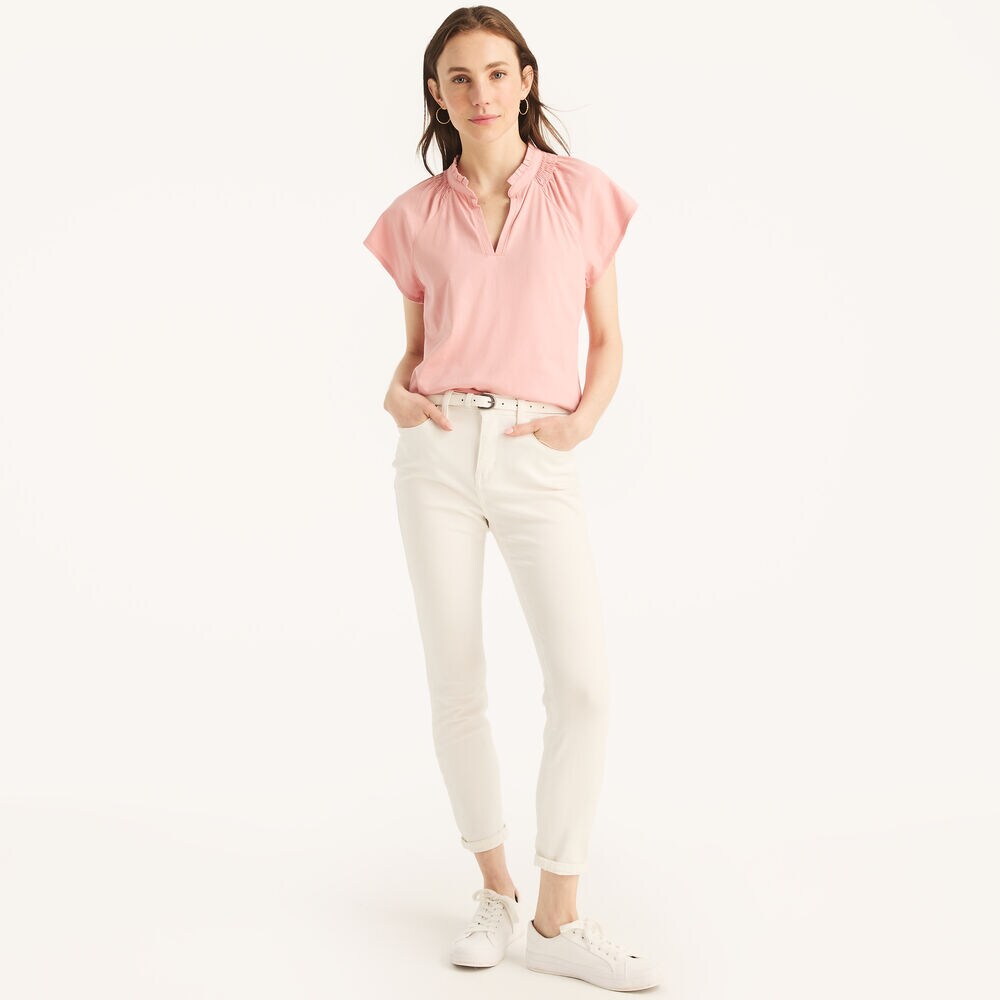 Ruffle Popover Top,Sunguard Red,large