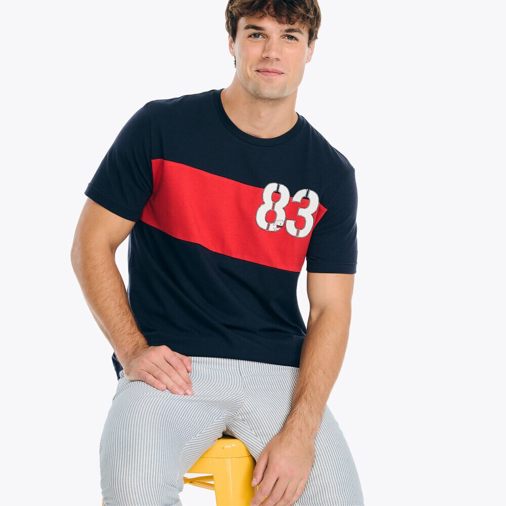 Sustainably Crafted Colorblock T-Shirt,Stellar Blue Heather,large