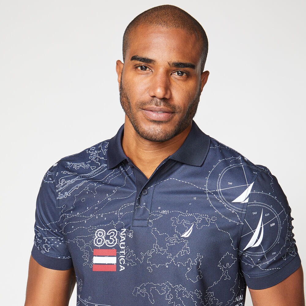 CLASSIC FIT PRINT POLO,Navy,large