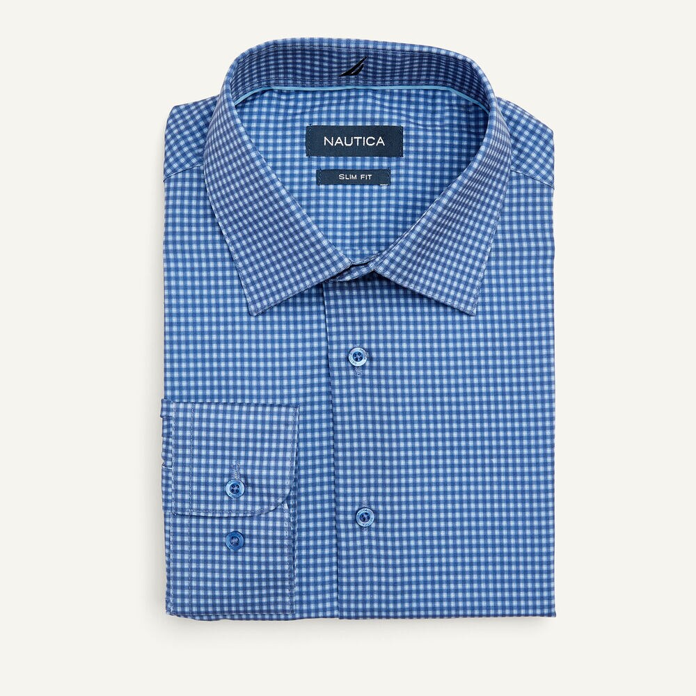 Slim Fit Wrinkle-Resistant Dress Shirt,Navy,large