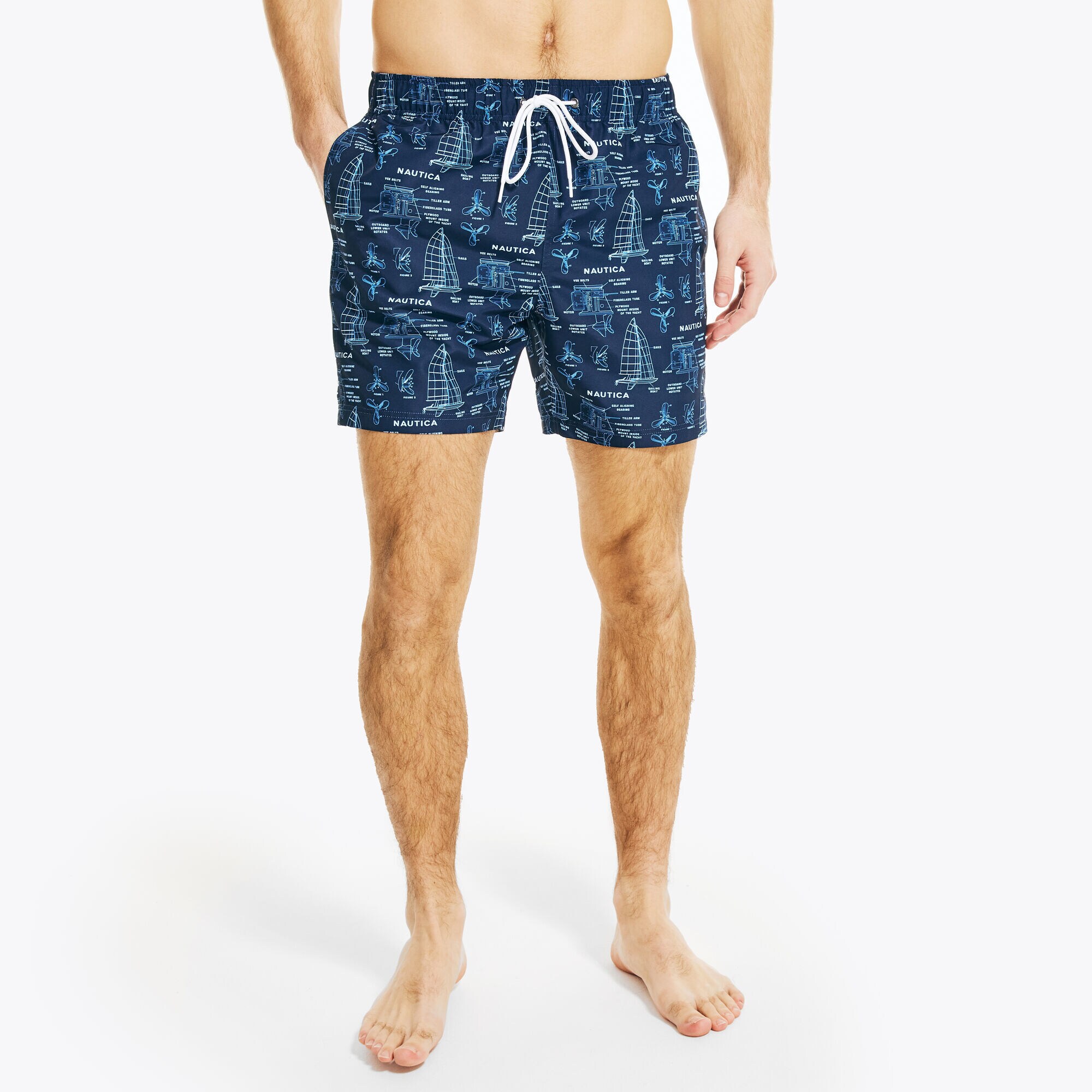 SUSTAINABLY CRAFTED 6" PRINTED SWIM,Navy,large