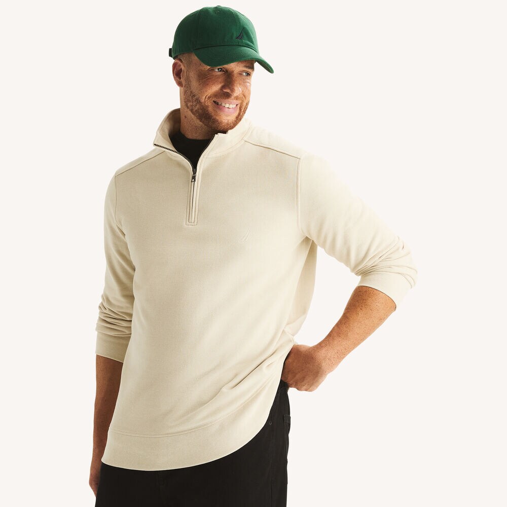 Big & Tall Quarter-Zip Fleece Sweatshirt,Flax Harbor Heather,large
