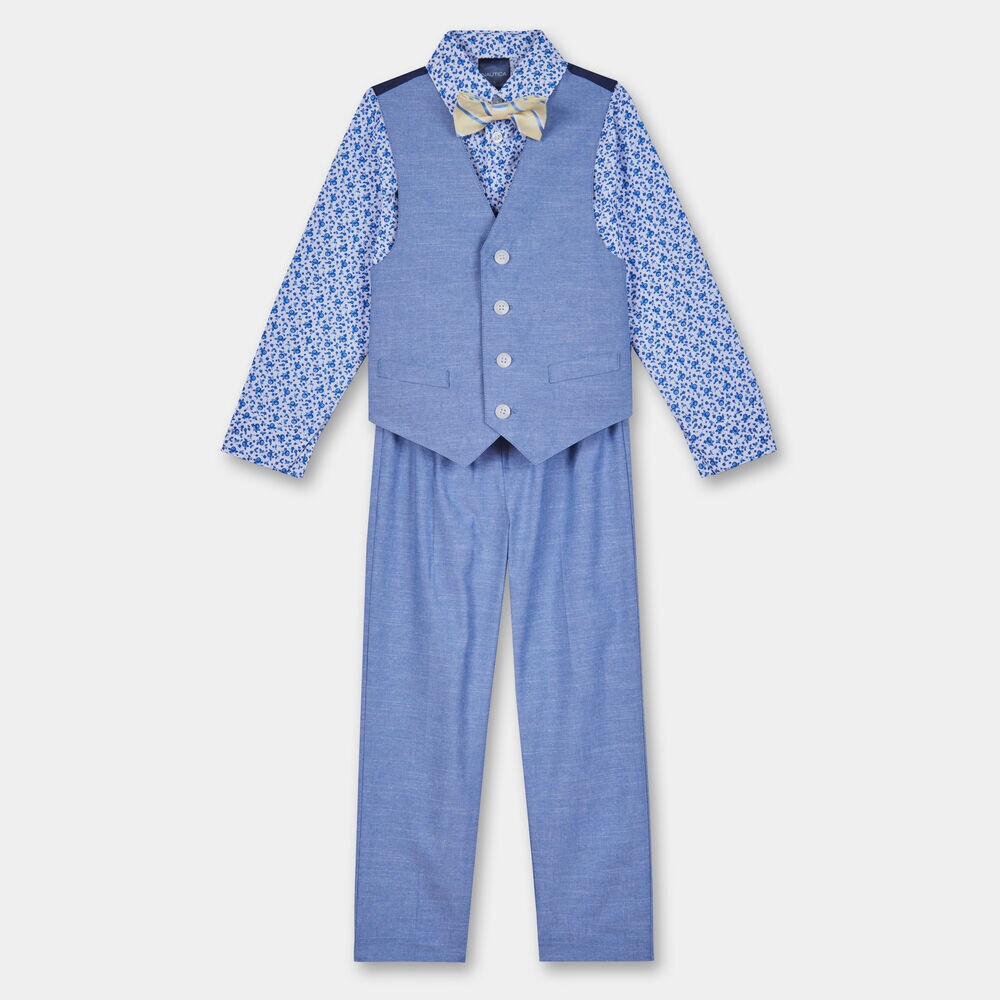 TODDLER BOYS' FLORAL VEST SET (2T - 4T),South Beach Aqua,large