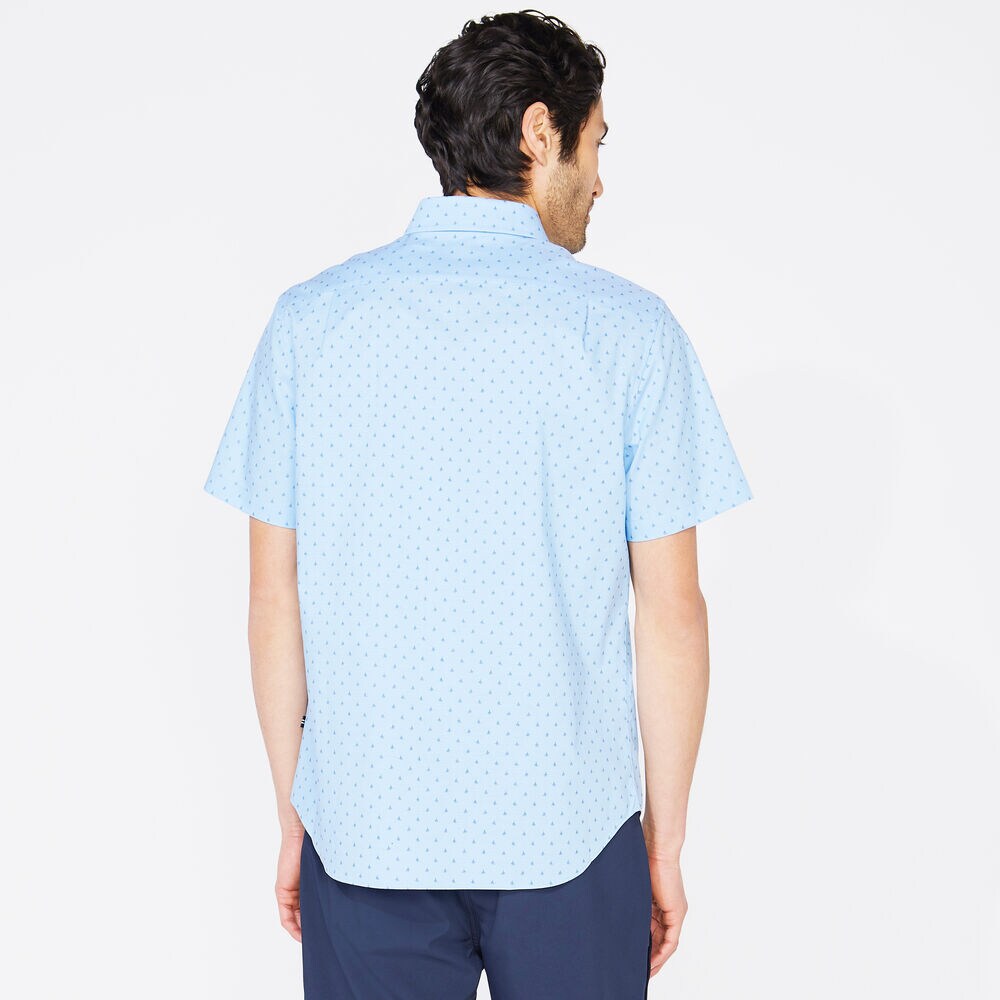 CLASSIC FIT WRINKLE-RESISTANT BOAT PRINT SHORT SLEEVE SHIRT,Little Boy Blue,large