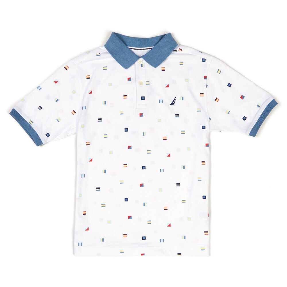 Boys' Maritime Signal Flag Polo Shirt (8-20) ,Antique White Wash,large