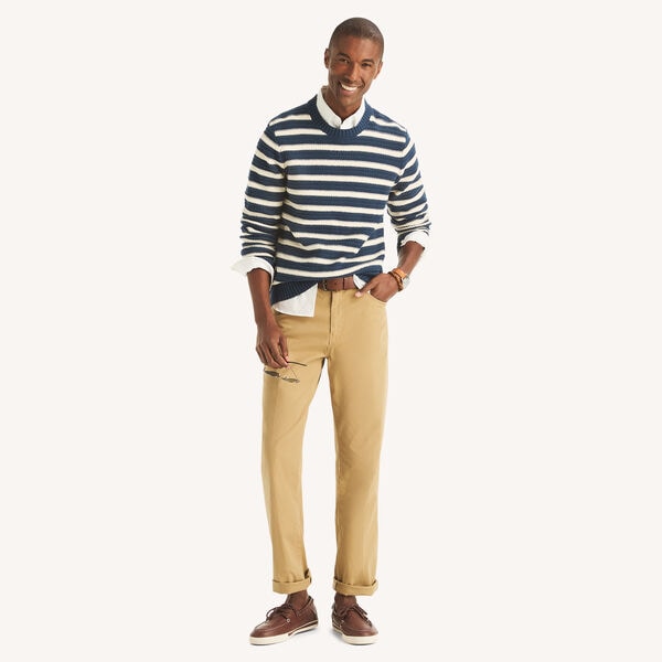 Textured Striped Crewneck Sweater