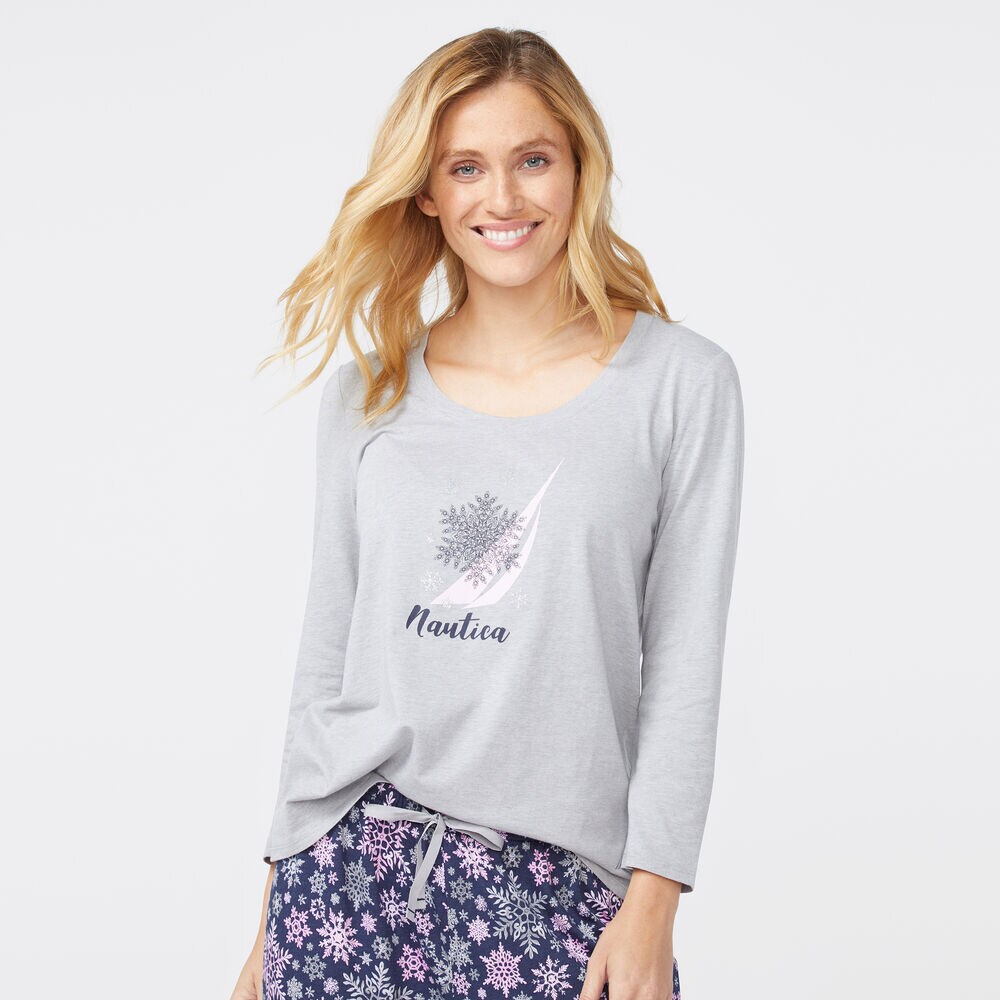 PINK GREY SNOW FLAKE LONG SLEEVE SET,Ballard Blue,large