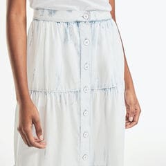 SUSTAINABLY CRAFTED TIERED MIDI SKIRT,Classic Blue,large
