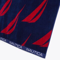 BRAND ICON JACQUARD PRINT BEACH TOWEL,Sky Blaze,large