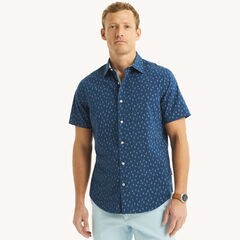 Big & Tall Navtech Classic Fit Printed Short-Sleeve Shirt,Estate Blue,large