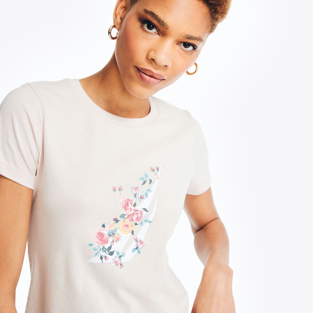 Foil Floral Graphic T-Shirt,Bow Burgundy,large