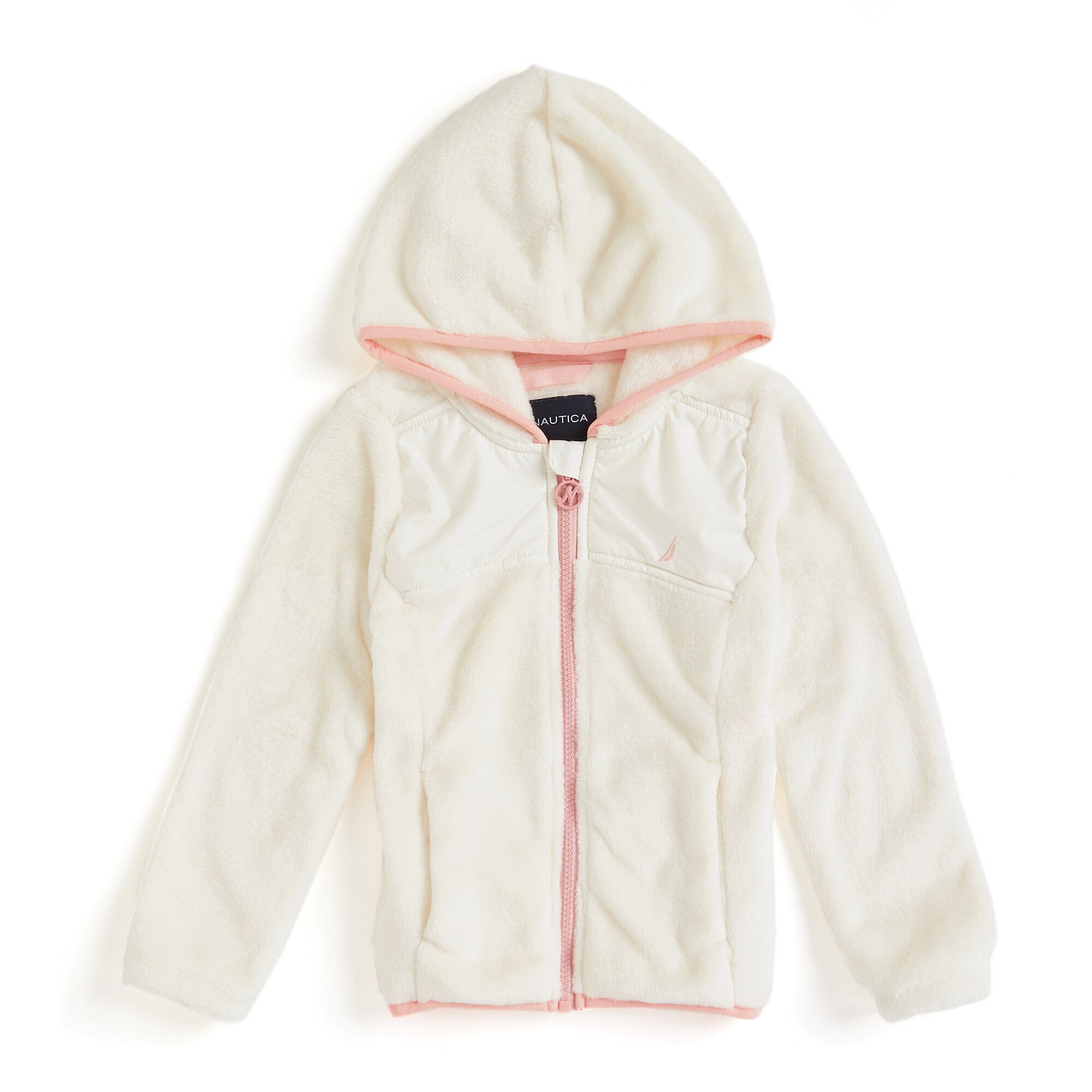 Little Girls' Micro Fleece Nautex Full-Zip Hoodie (4-6X),Bright White,large