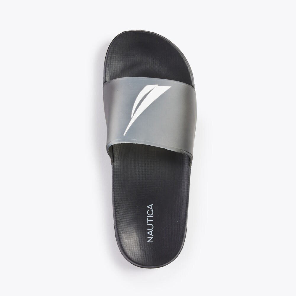 OVERSIZED BRAND ICON SLIDE SANDAL,True Black,large