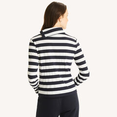 Striped Turtle-Neck Top,Bolt Blue,large