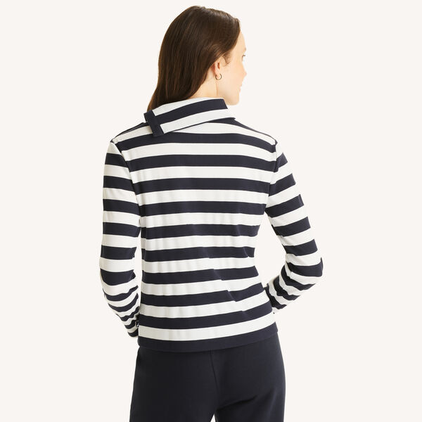Striped Turtle-Neck Top