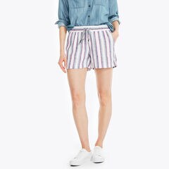 4.5" STRIPED PULL-ON SHORT,Bright White,large