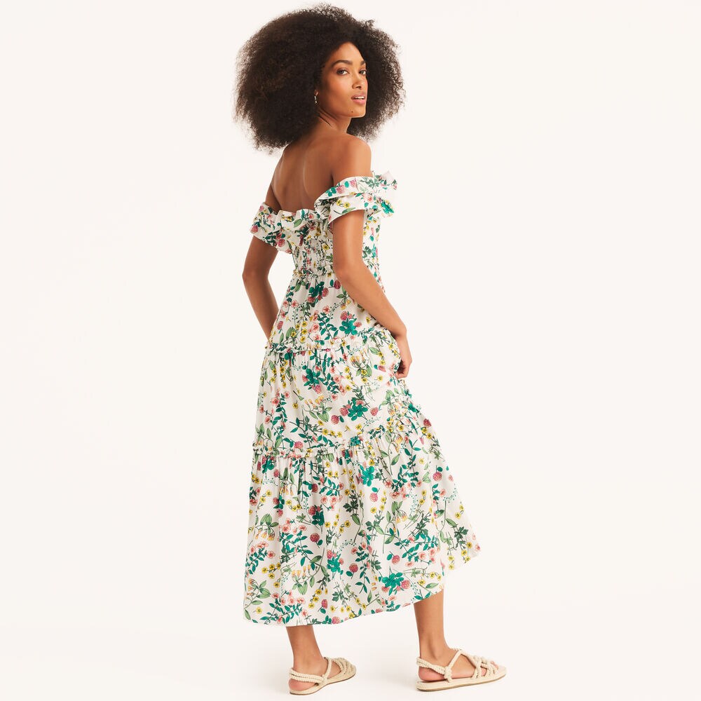 Floral Print Maxi Dress,Bright White,large