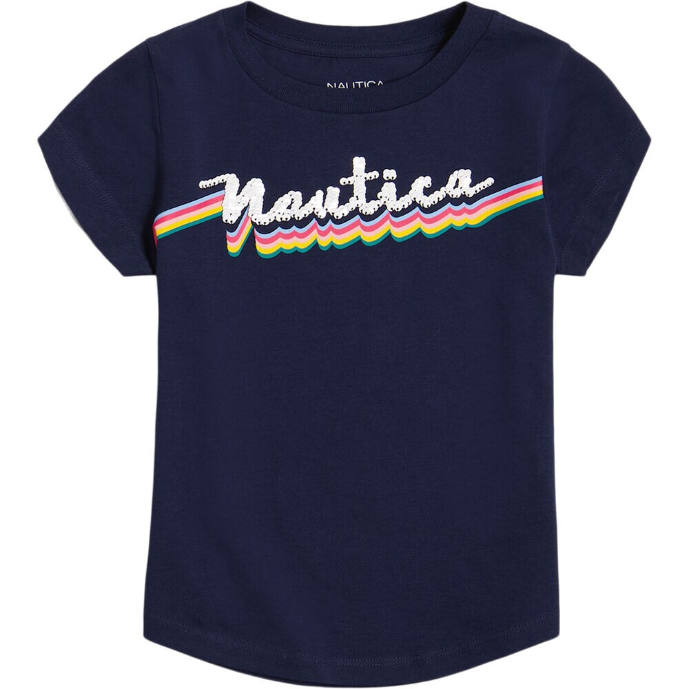 LITTLE GIRLS' SCRIPT LOGO T-SHIRT (4-6x),Navy,large