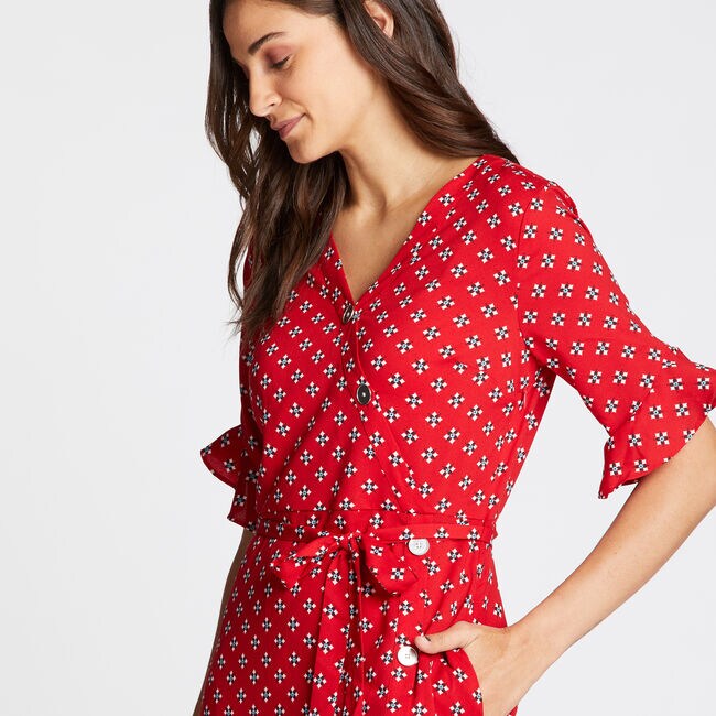 Geo Print Wrap Dress Nautica