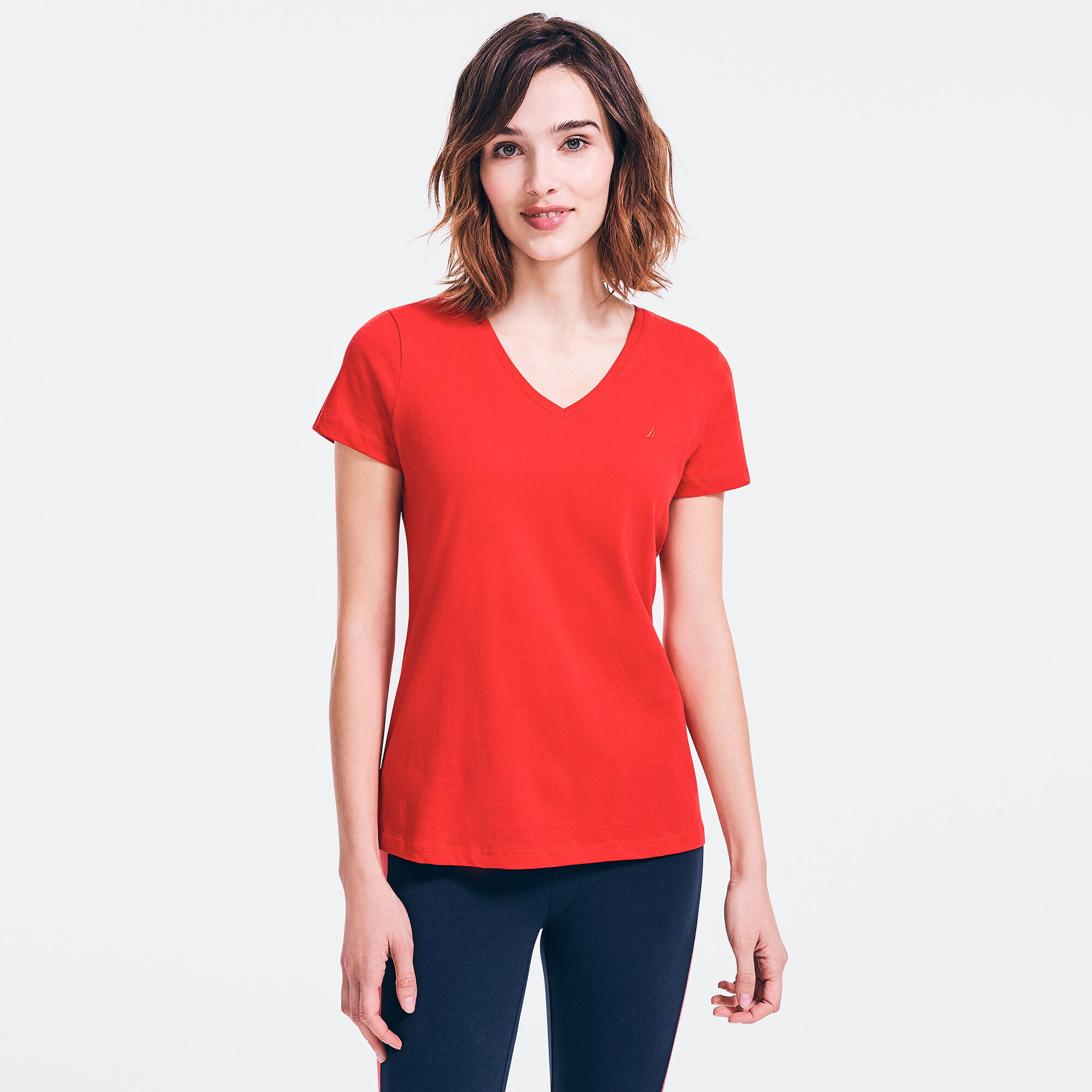 SOLID V-NECK T-SHIRT,Tomales Red,large