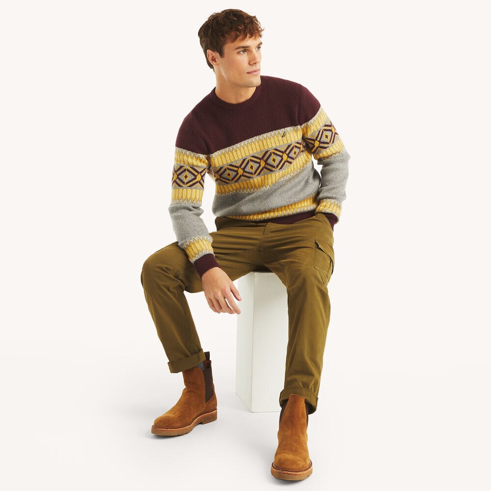 Fair Isle Crewneck Sweater,Rio Red,large