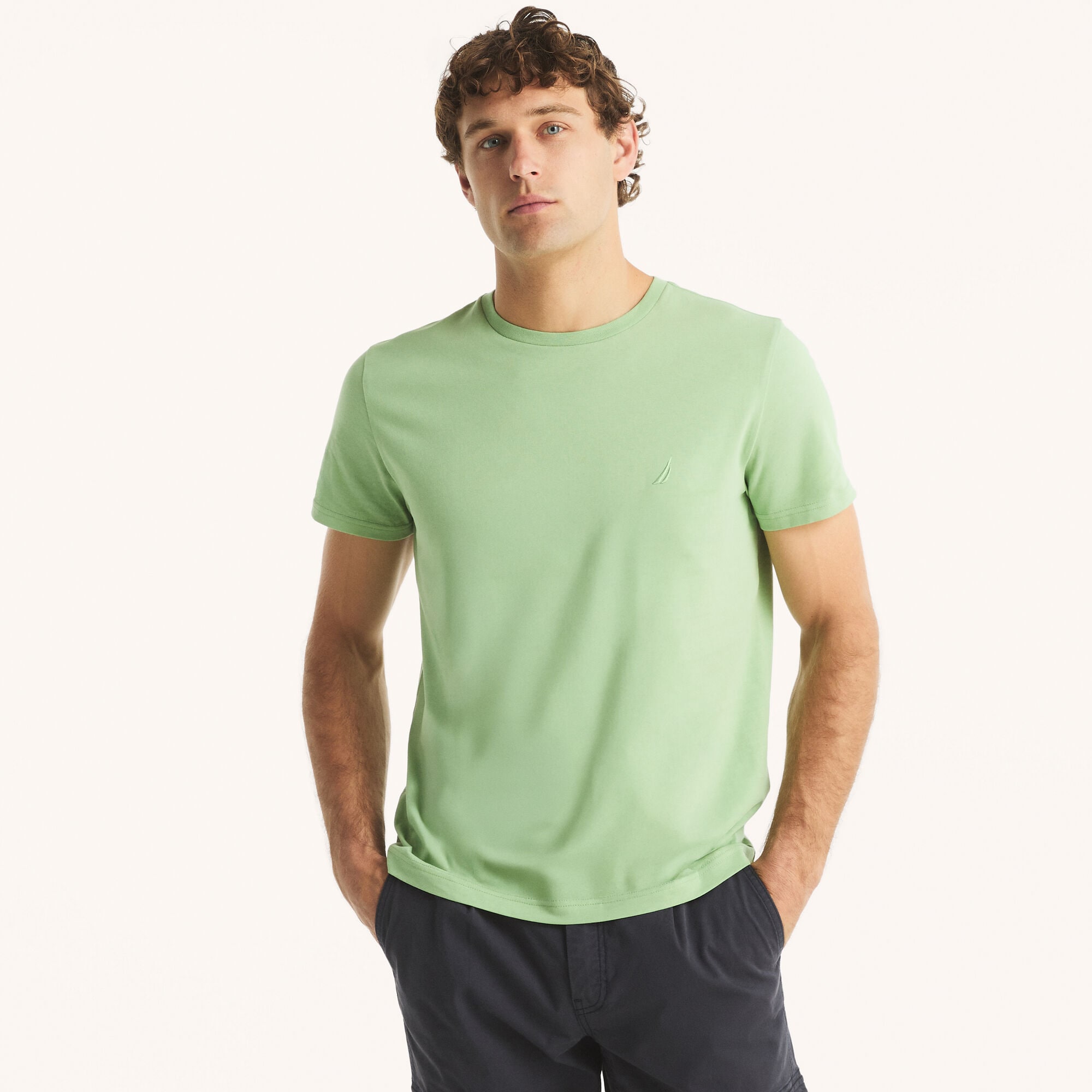 Crewneck Deck T-Shirt,Mahogany,large