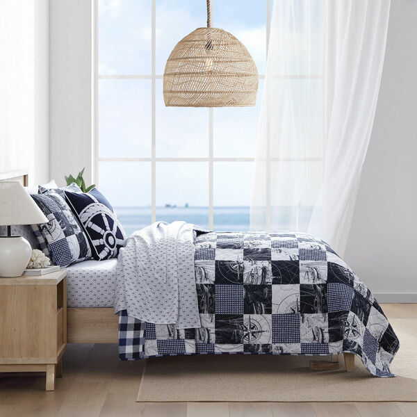 Sailor's Patchwork Blue Twin Quilt Set