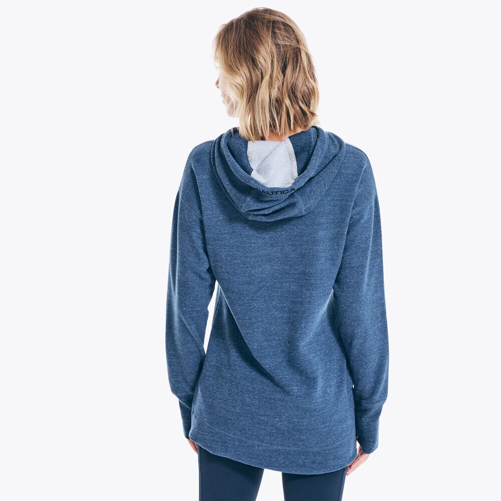 CROSSOVER-HEM PULLOVER HOODIE,Surf Water Wash,large