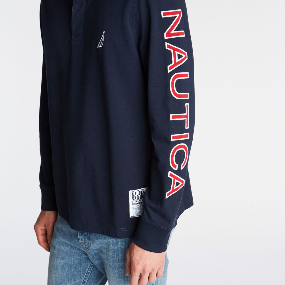 BIG & TALL LOGO RUGBY POLO SHIRT,Navy,large