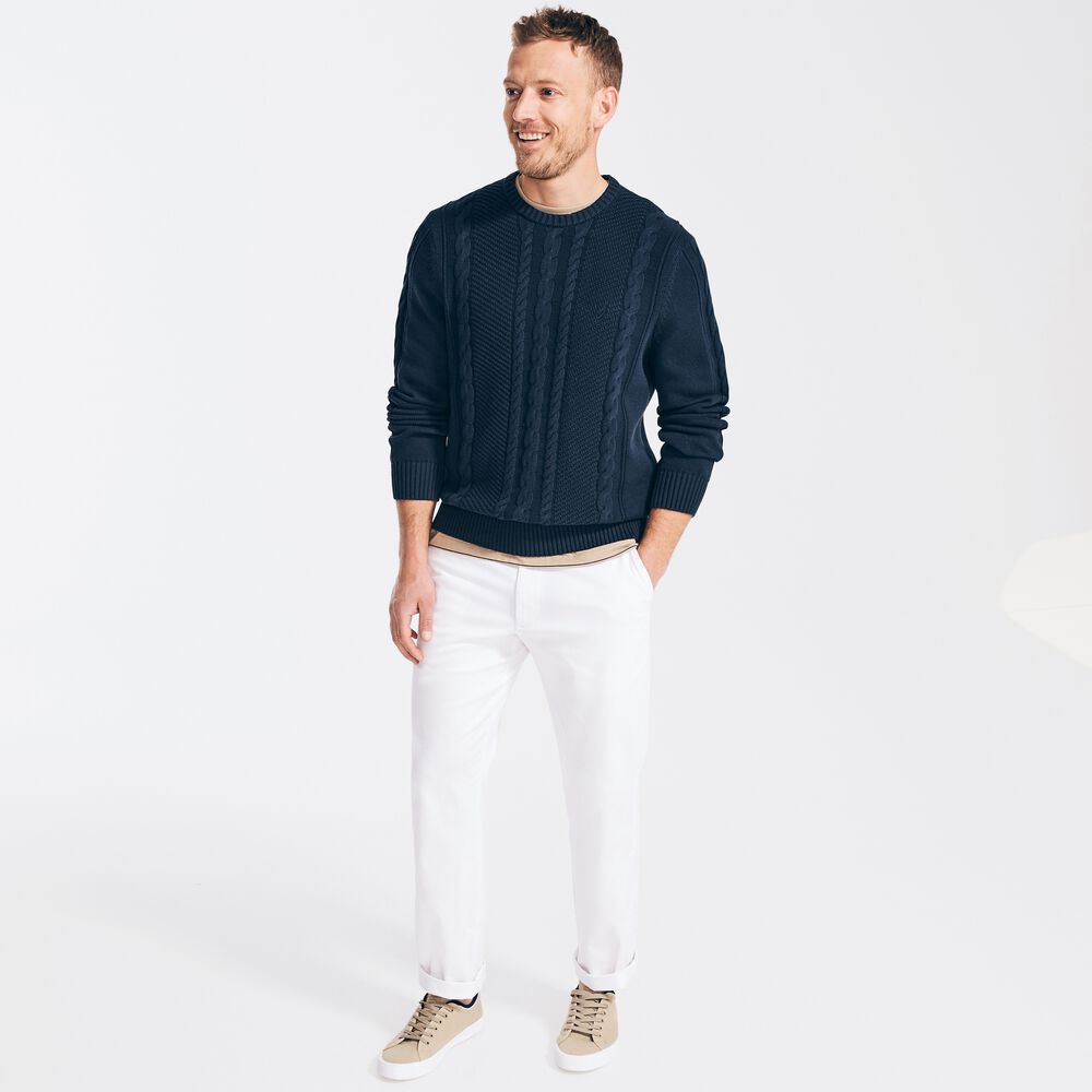CABLE-KNIT SWEATER,Navy,large