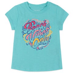 GIRLS' BEACH VIBES ONLY FOIL GRAPHIC T-SHIRT (8-16),Mint Spring,large