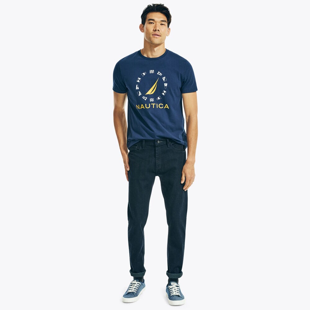SUSTAINABLY CRAFTED FLAG GRAPHIC T-SHIRT,Deep Dive Wash,large