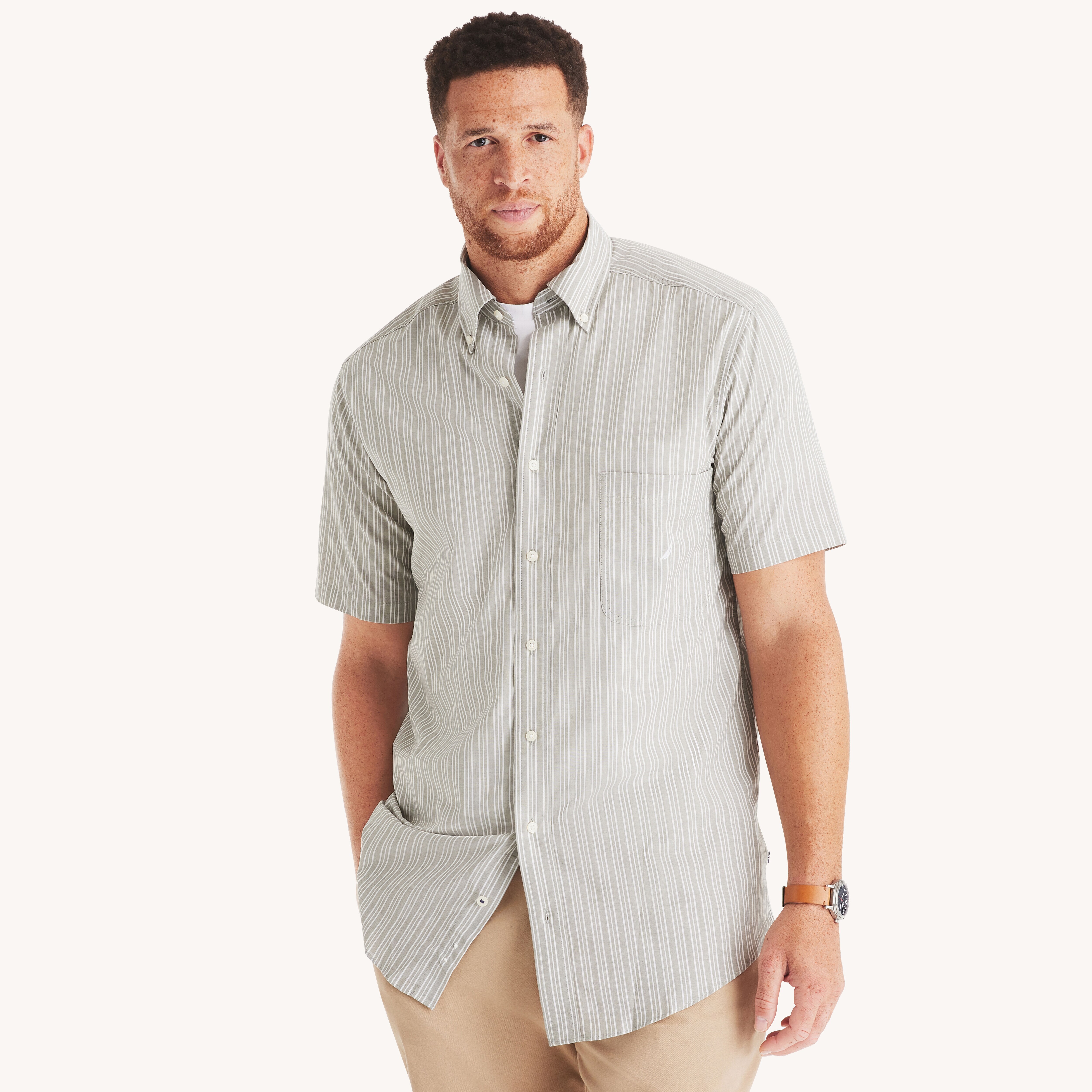 Big & Tall Striped Short-Sleeve Shirt | Nautica