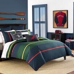 Heritage Classic Stripe Comforter Set,Navy,large
