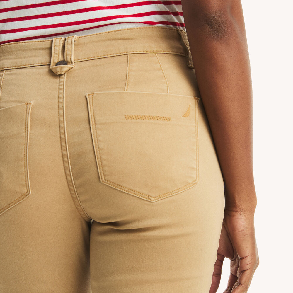 Sateen Mid-Rise Demi Bootcut Pant,Coastal Tan,large