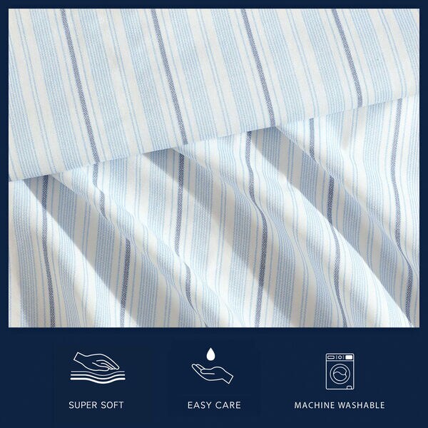 Camp Stripe Blue Full Sheet Set