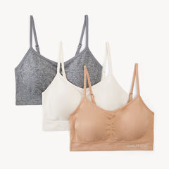 Seamless Bralette, 3-Pack,Antique White Wash,large