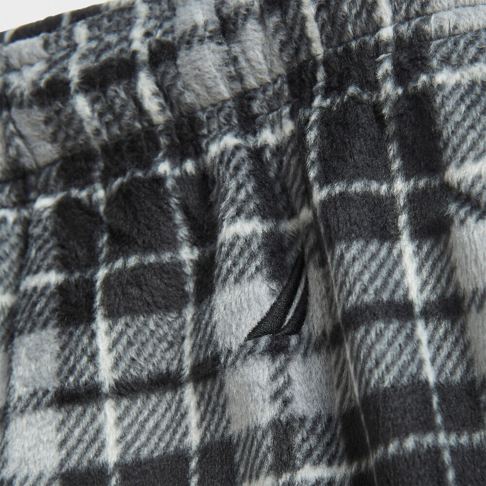 PLAID SUEDED FLEECE SLEEP PANT,True Black,large